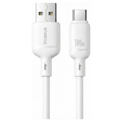 OS-BASEUS SILKY FAST CHARGING DATA CABLE USB-A TO USB-C 3A 2M MOON WHITE (Espera 4 dias)