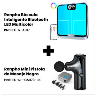 RENPHO BALANCE CONNECTEE RENPHO ELIS CHROMA A017 + PISTOLET DE MASSAGE RENPHO MINI GM173 (Espera 4 dias)