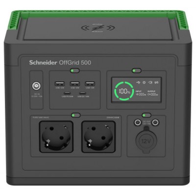 SCHNEIDER OFFGRID PORTABLE POWER STATION 500, 517 WH LITHIUM-ION, 2 SCHUKO, SINEWAVE (Espera 4 dias)