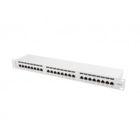 PATCH PANEL LANBERG 24 PUERTOS 1U 19" CAT.6 FTP GRIS