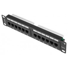 PATCH PANEL LANBERG 12 PUERTOS 1U 10" CAT.6 NEGRO