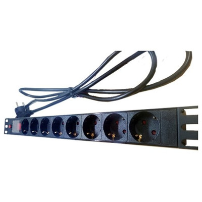 PEPEGREEN PDU TIPO REGLETA DE 8 TOMAS CON INTERRUPTOR, PROTECTOR DE SOBRECARGAS Y CABLE DE 2 M