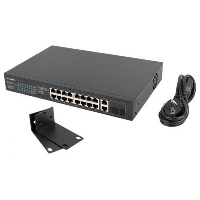 SWITCH LANBERG 18 PTOS 100MB 16xPOE+/2x GBIT ETHER 150W RACK 10"/19"-SX34 SWITCH LANBERG 18 PTOS 100MB 16xPOE+/2x GBIT ETHER 150W RACK 10"/19"