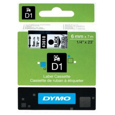 DYMO Cinta LM D1 6mmx7m Negro/transparente