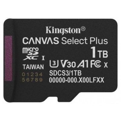Kingston Technology 1TB micSDXC Canvas Select Plus Gen3 150R A1 (Adaptador de SD no incluido) (Espera 4 dias)