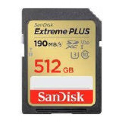 SANDISK EXTREME PLUS 512GB SDXC MEMORY CARD + 2 YEARS RESCUE PRO DELUXE UP TO 190MB/S - 130MB/S READ WRITE SPEEDS (Espera 4 dias)