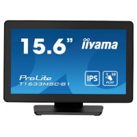 MONITOR IIYAMA 15,6" PCAP BEZEL FREE FRONT, 10P TOUCH, 1920X1080, DISPLAYPORT, HDMI, 385CD/M&sup2; (WITH TOUCH), SPEAKERS, USB INTERFACE HUB 2X 2.0, EXTERNAL POWER ADAPTER, 10P TOUCH WITH SUPPORTED OS (T1633MSC-B1) (Espera 4 dias)