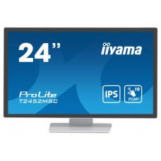 MONITOR IIYAMA 24" WHITE BONDED PCAP 10P TOUCH, 1920X1080, IPS-PANEL, FLAT BEZEL FREE GLASS FRONT, HDMI, DISPLAYPORT, 360CD/M² (WITH TOUCH), USB HUB 2X 3.0, SPEAKERS (T2452MSC-W1) (Espera 4 dias)