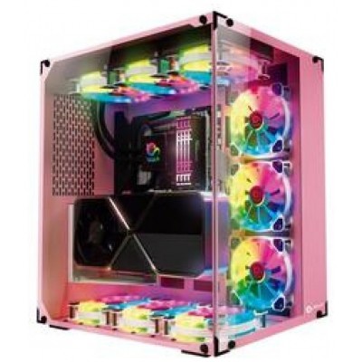 Talius caja Atx gaming Cronos Orchid RGB cristal templado USB 3.0 (Incluye 3 ventiladores)