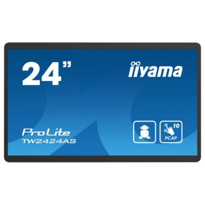 IIYAMA 24" PANEL-PC / NEGRO/ ANDROID 12 /4GB, 32GB, IN-CELL PCAP 10-POINTS TOUCH, 1920X1080, IPS PANEL, MM, WIFI, BT5.2, MICRO-SD, USB 2X 2.0 1X 3.2, HDMI-INPUT, USB-C (DATA / DP-ALT OUT), AUDIO-OUT MINI-JACK, MICRO, MINI-JACK, 250CD/M (TW2424AS-B1)