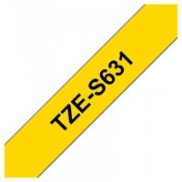 BROTHER Cinta laminada Amarillo / negro (Superadhesiva) 12mm